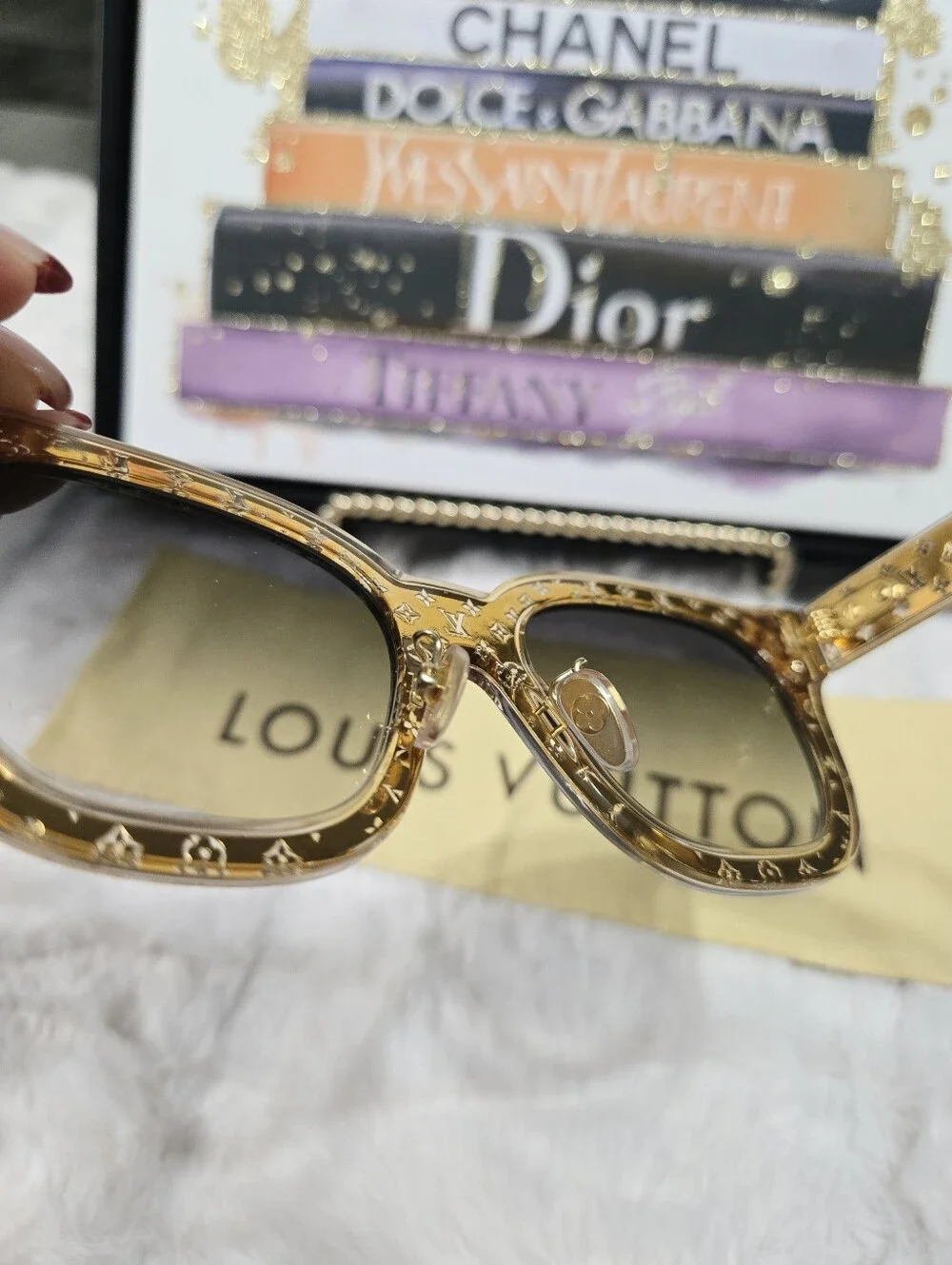 Louis Vuitton Gold Monogram Frame Sunglasses 5295 LIKE NEW